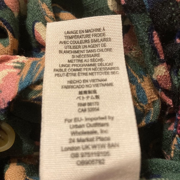 Free People Green Floral Dress Long Sleeve Square Neck Button Front Mini - Picture 8 of 8